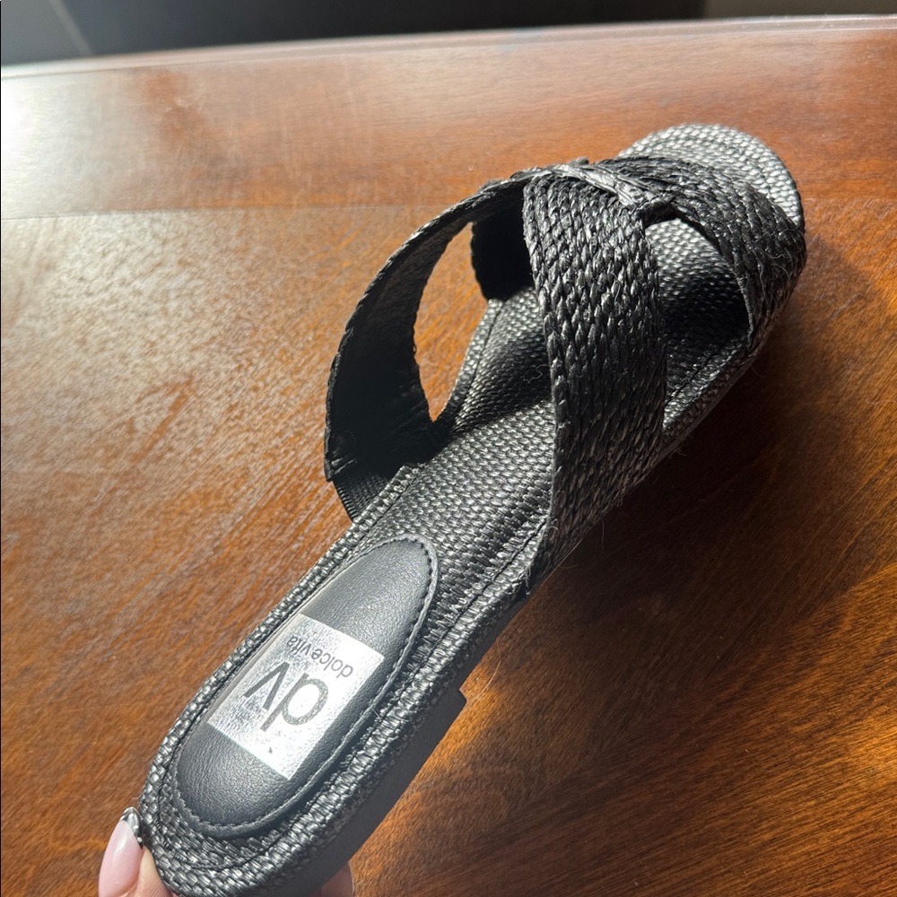 DV by Dolce Vita Black Braided Slip-On Sandals